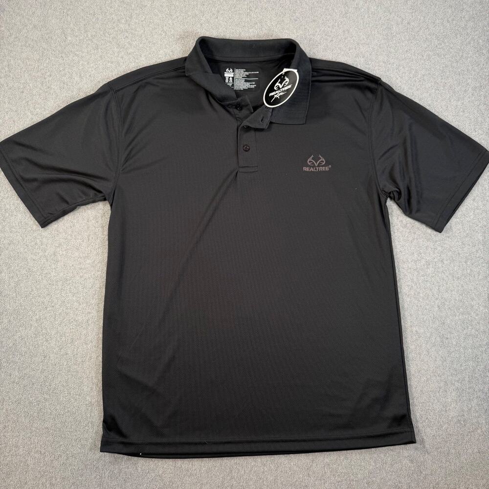 RealTree Black Polo Shirt Men's Large Short Sleeve Active New